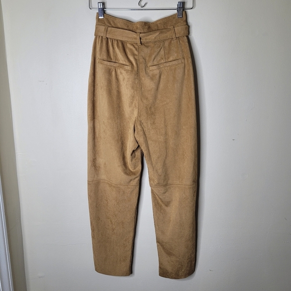 Free People Nightfall Faux Suede Paperbag Pants Camel Brown 0 Boho Streetwear - Picture 6 of 10